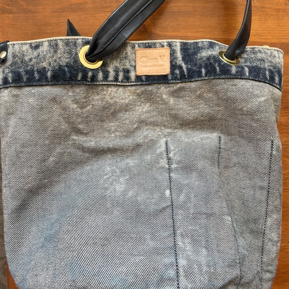 Clare V. Denim Marine Tote and Brass Removable Strap Bundle - Picture 14 of 15